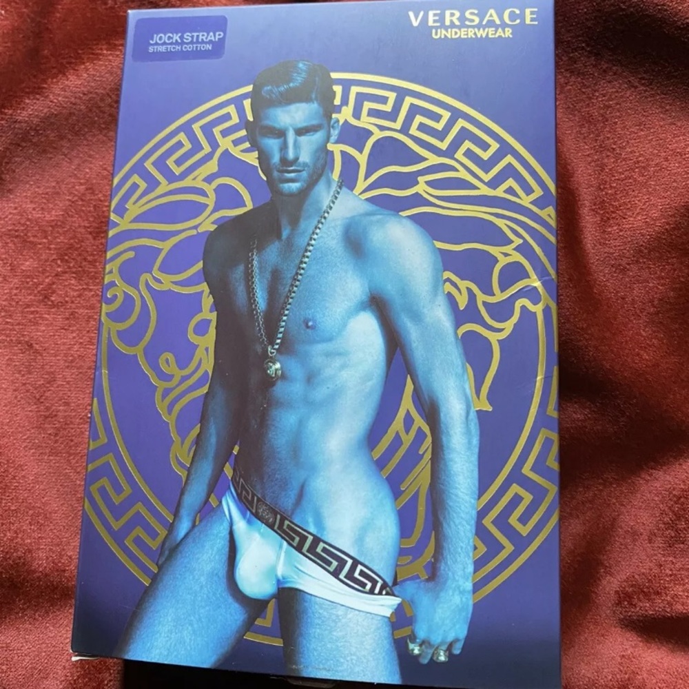 Men’s new black Versace jock strap size 6 Greca